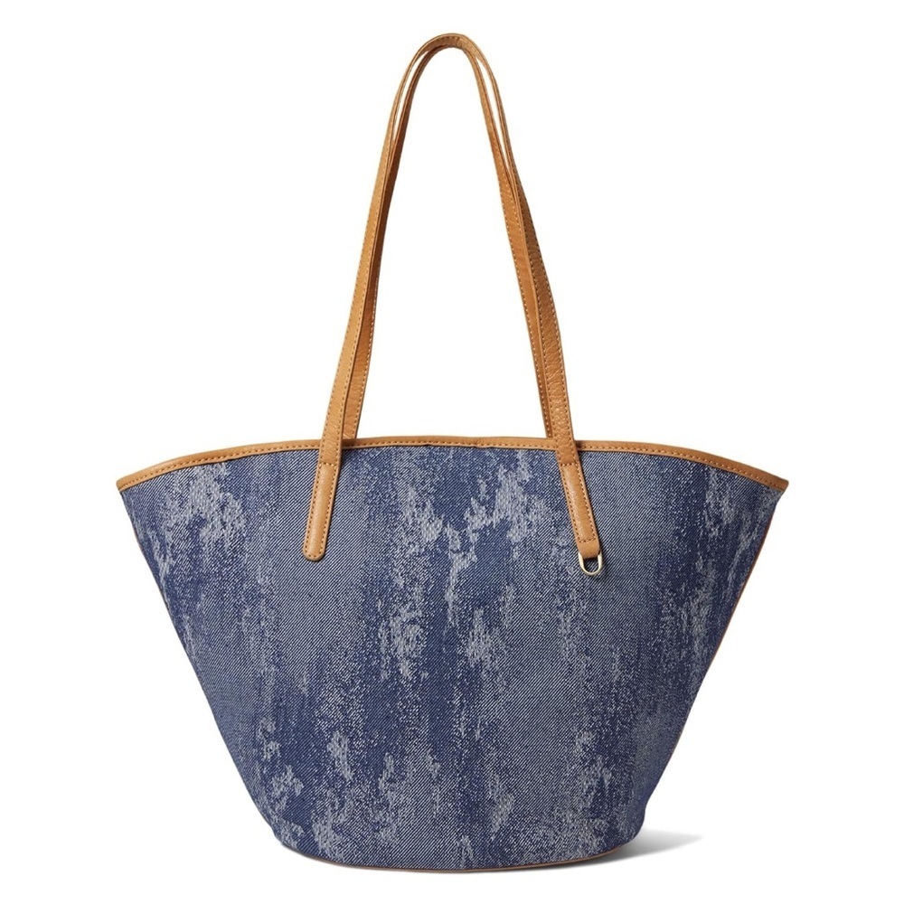 - Hobo Ellison Tote in Mixed Media With Leather Trim NWT travel vacation denim
